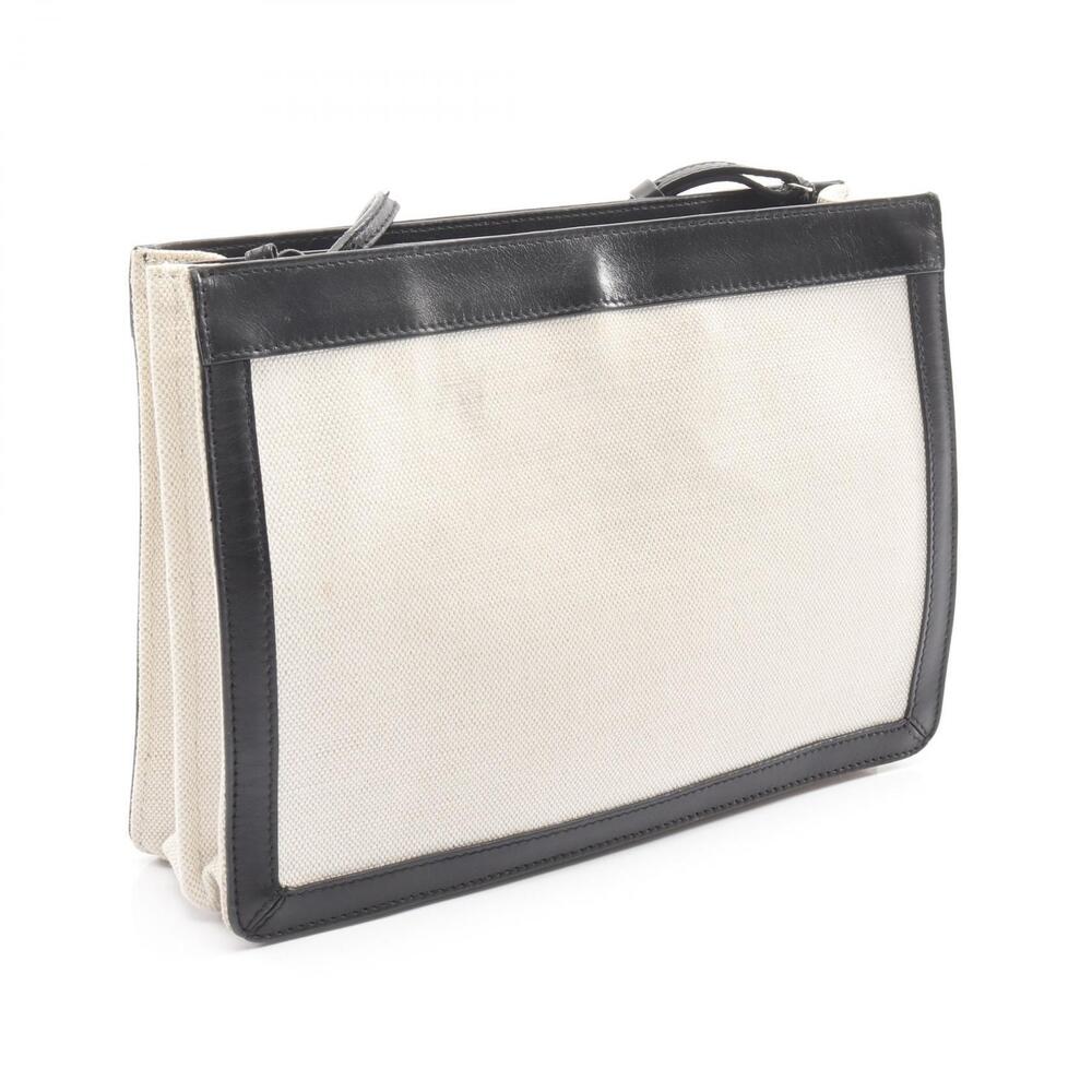 Balenciaga Navy Blue Pochette Shoulder Bag Canvas Leather Ivory White Black - Picture 2 of 9